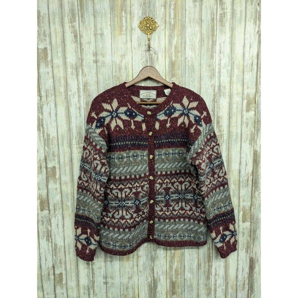 Vintage American Eagle Thick Wool Blend Button Down Christmas Sweater Cardigan M